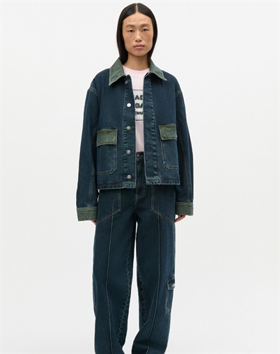 Mads Nørgaard - Double Denim Solar Jakke - Blue/Green Dye